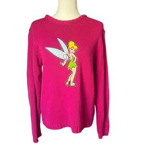 Tinkerbell Y2K Disney Knit Sweater <3 Large Cotton-Blend